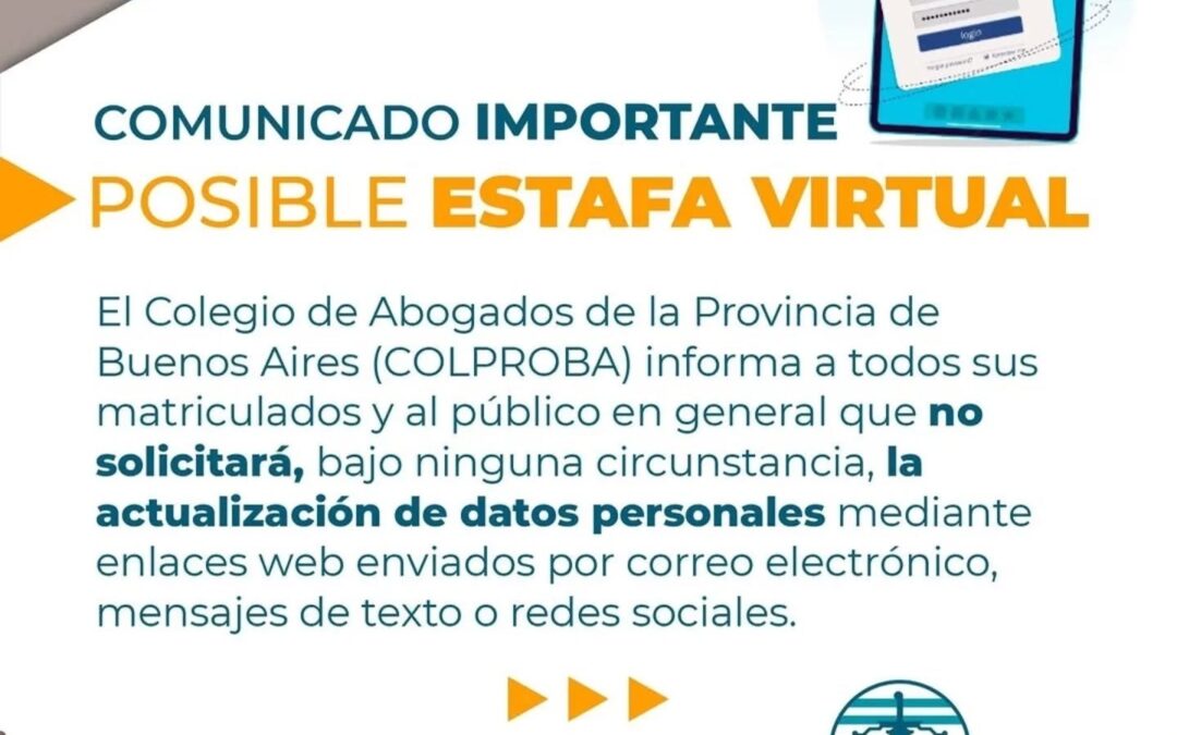 COMUNICADO IMPORTANTE: POSIBLE ESTAFA VIRTUAL